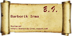 Barborik Irma névjegykártya