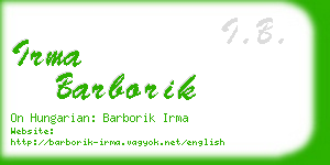 irma barborik business card